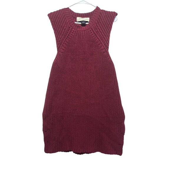 By Malene Birger Chunky Knit Linen Long Vest Womens Small Red Preppy Fisherman - Picture 4 of 16